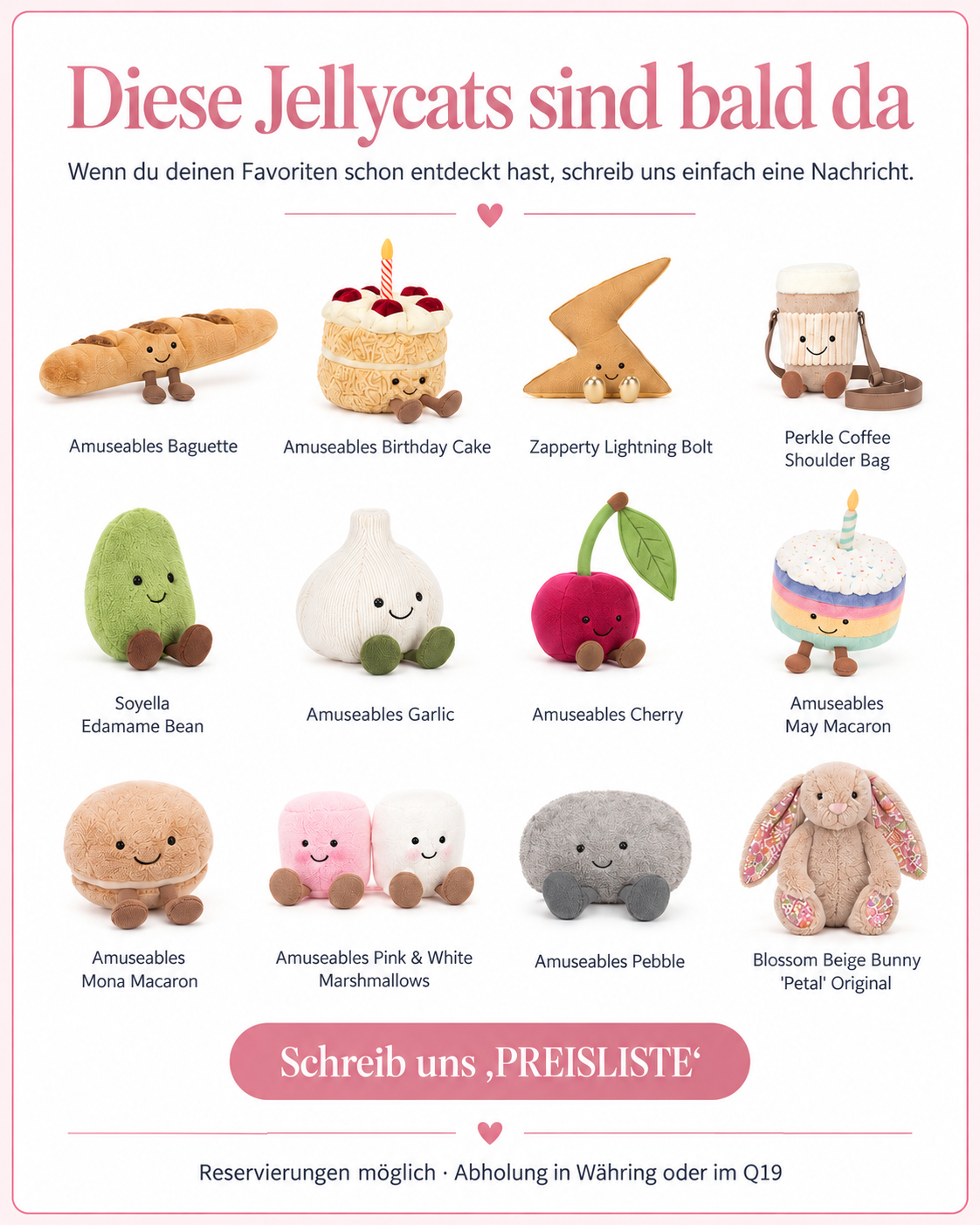 Neue Jellycat Figuren sind bald bei Augenstern erhältlich